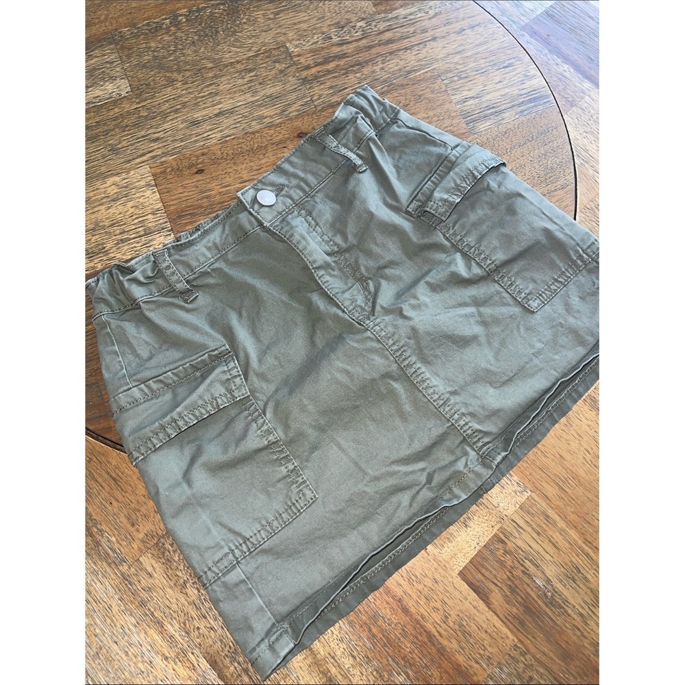 Art Class Girls Olive Green Cargo Pocket Mini Skirt Size 10/12